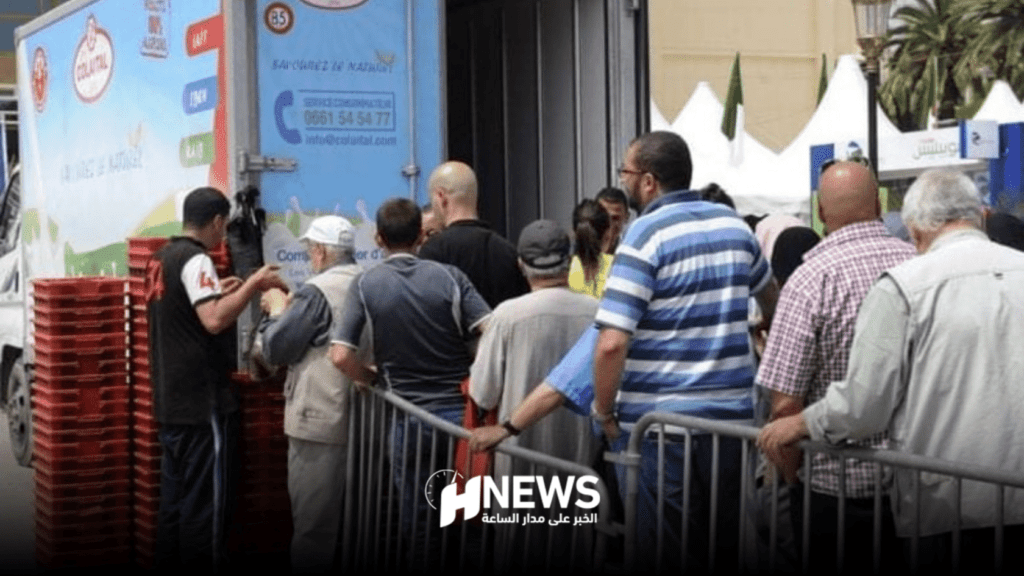 طوابير المواد الغذائية بالجزائر | H-NEWS آش نيوز طوابير المواد الغذائية بالجزائر