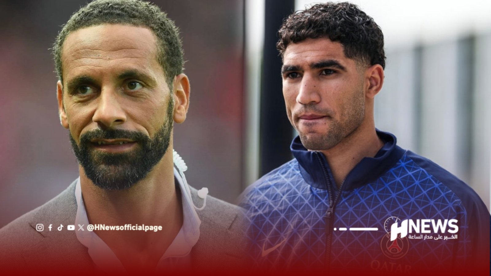 Two men in close-up portraits side by side, left with a beard and gray jacket, right with short dark hair in a blue geometric jacket; red overlay and HNEWS branding at bottom right.